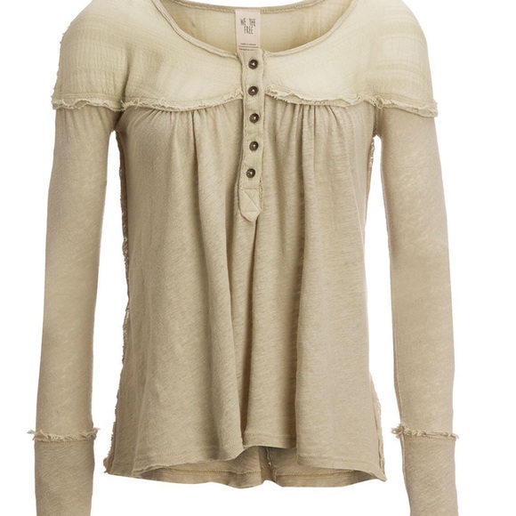 Free People Down Under Henley Top in Washed Army - Picture 4 of 7